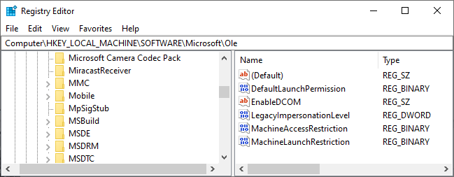 dcom-error-10016-windows-registry-ole